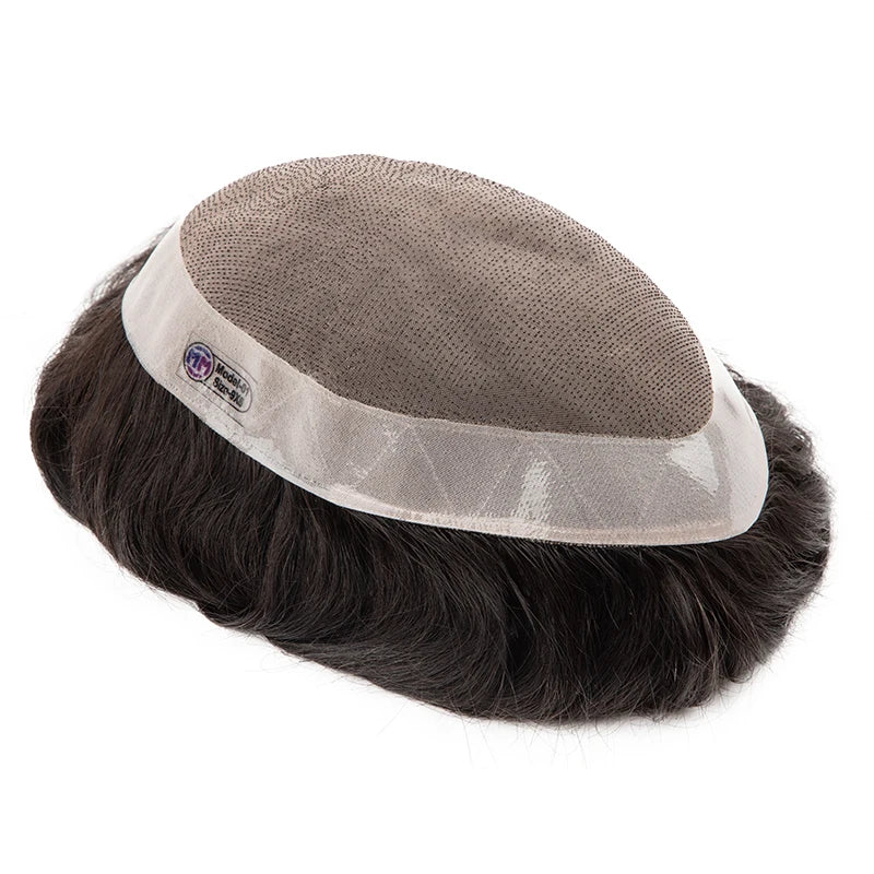 Straight or Wave Mono PU Men's 6inch Natural Human Hair Prosthesis Toupee/Hair Systems - Various Options Available