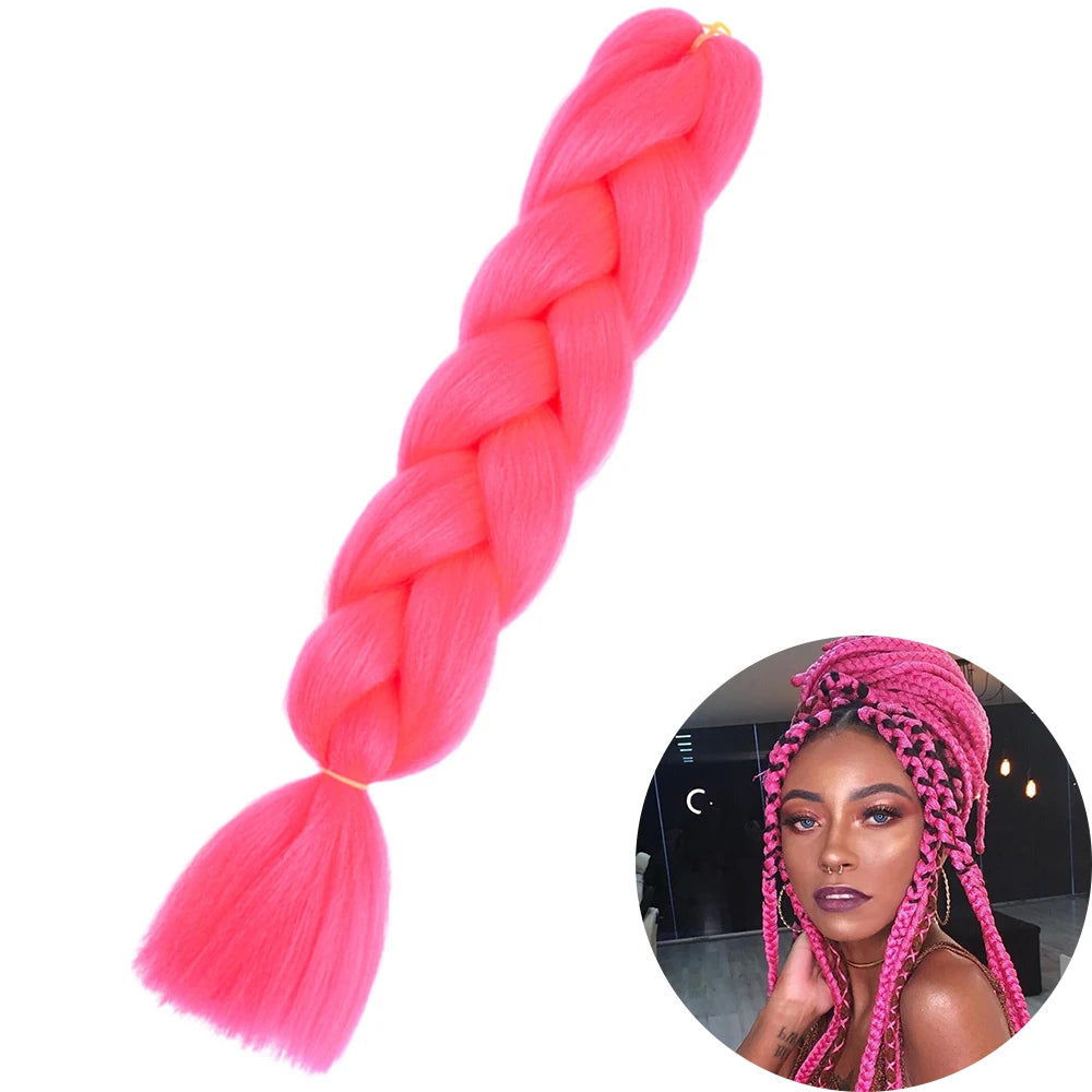 24" Synthetic Yaki Jumbo Braiding Hair - Various Colors Available