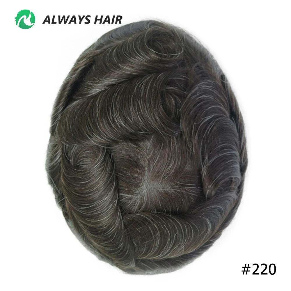 0.12-0.14mm PU Toupee Human Hair Men's Capillary Prothesis 130% Density - Various Colors Available