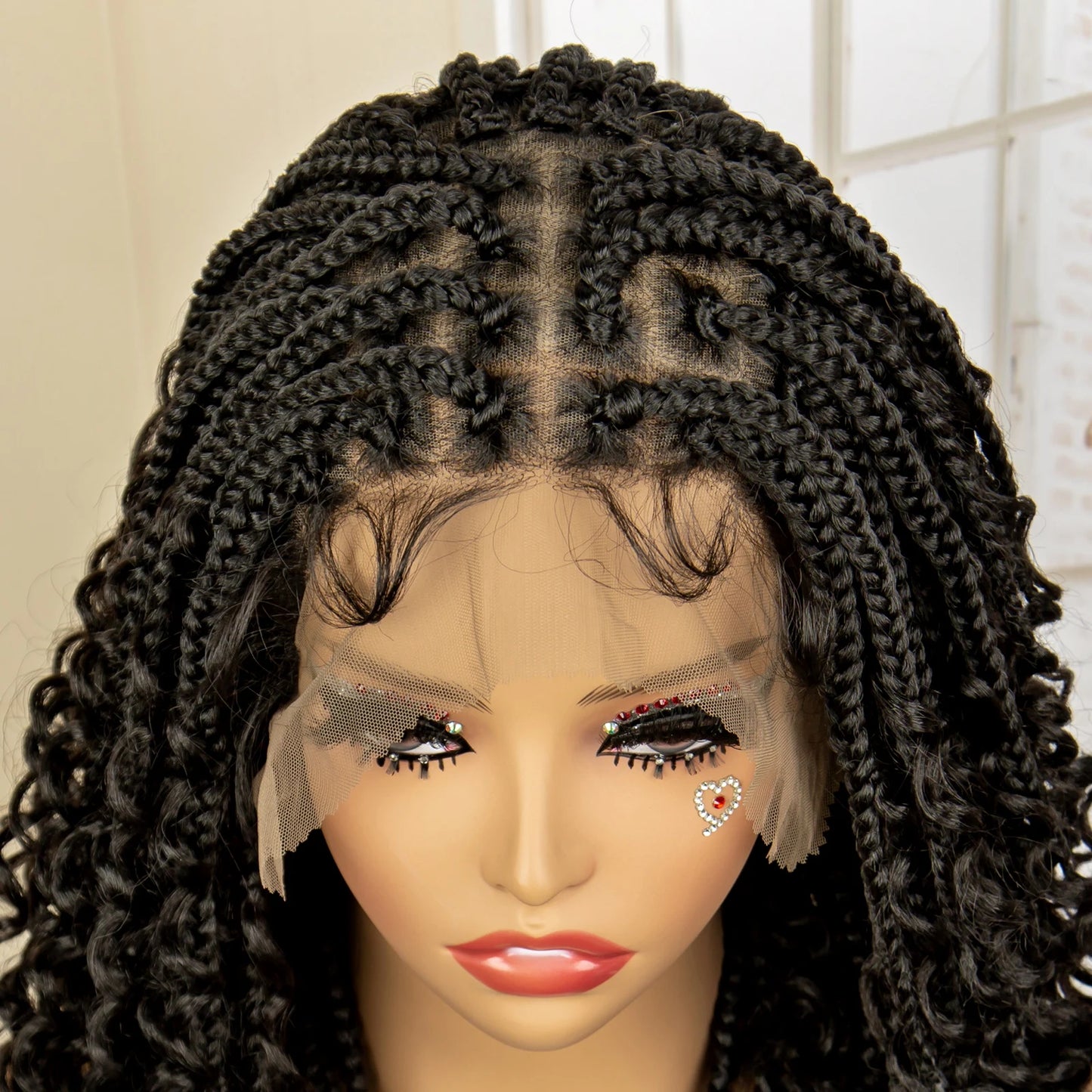 14 Inches Short Box Braided Full Lace Synthetic Boho Wigs  - Various Colors Available