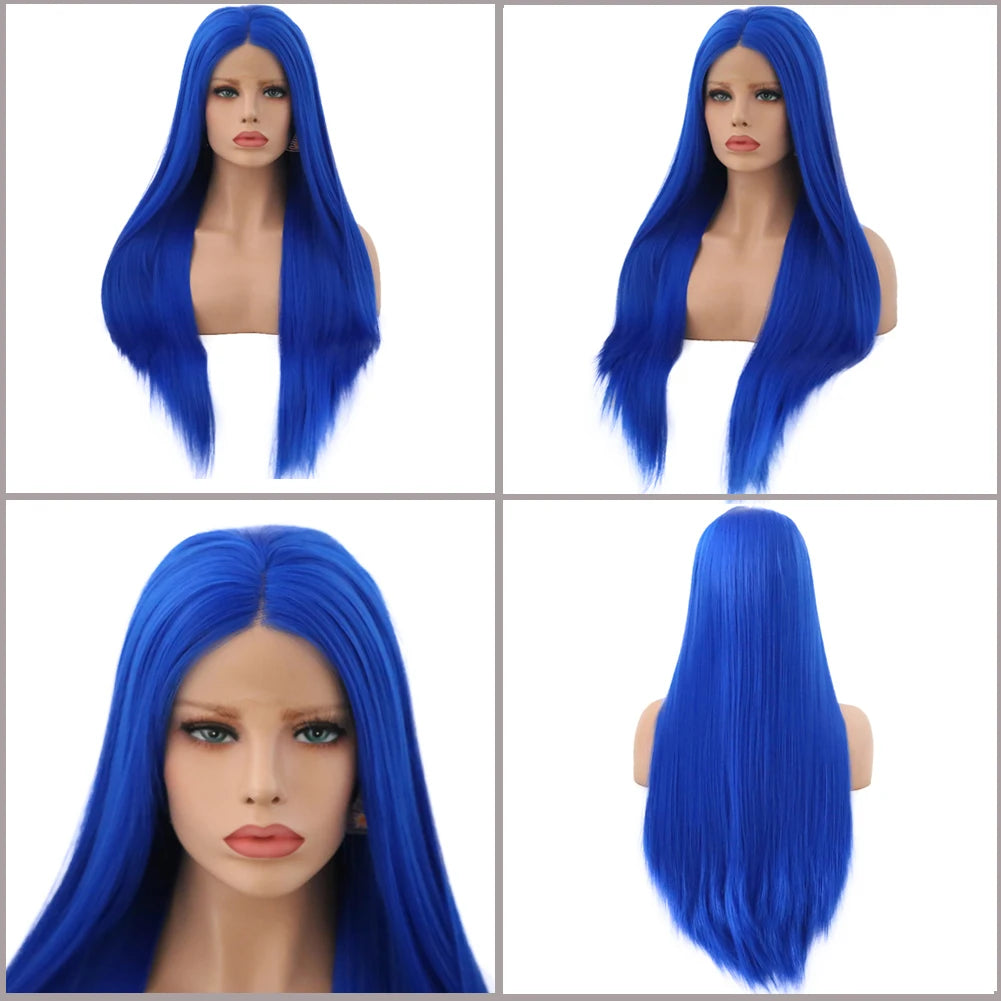 Synthetic Lace Front Long Silky Straight Hair With Middle Wigs - Various Colors Available