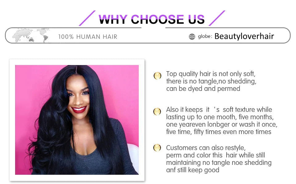 Brazilian Straight 13x6 Lace Frontal or  Pre-plucked Transparent 2x6 HD Lace Closure Human Hair