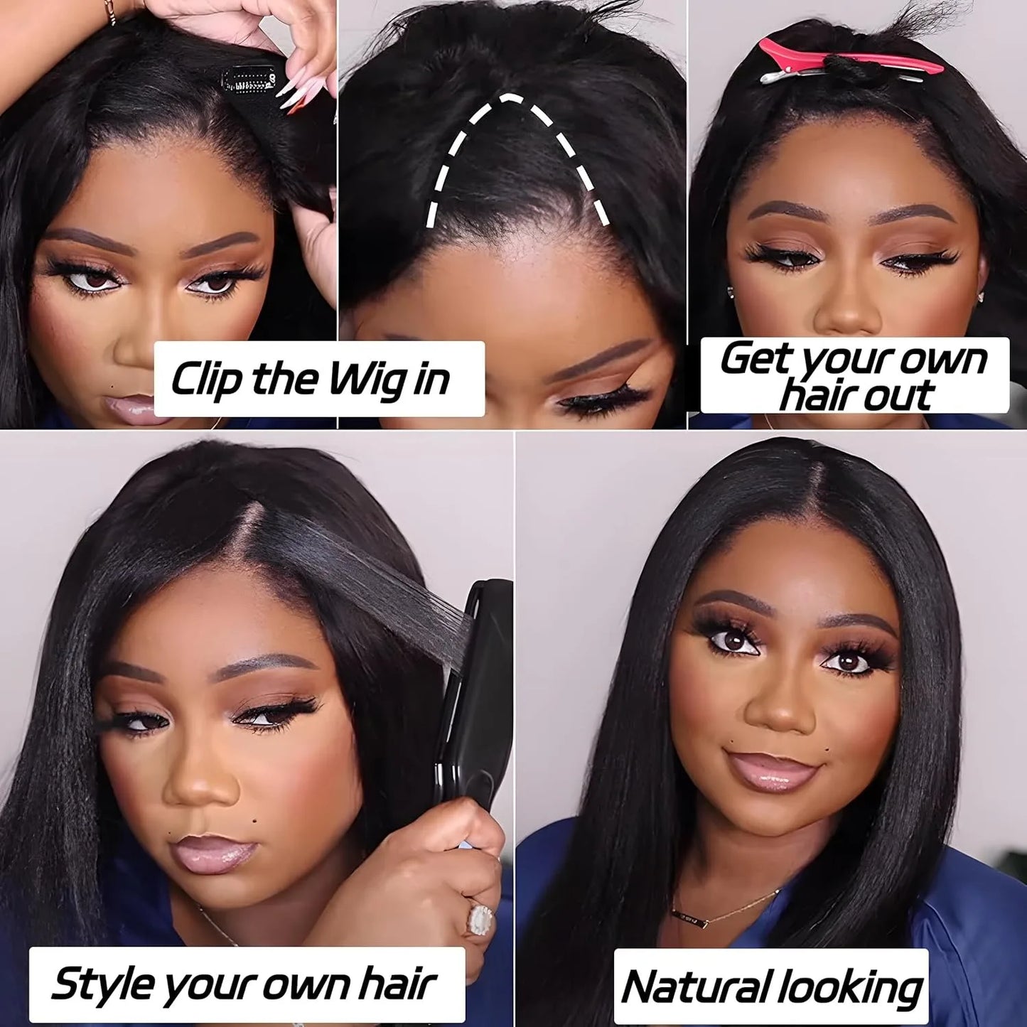 Kinky Straight V Part Human Hair Wig