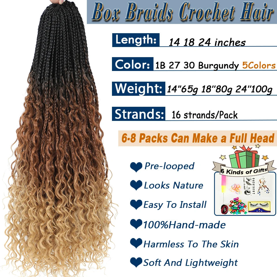Boho Box Braids Synthetic Crochet Hair