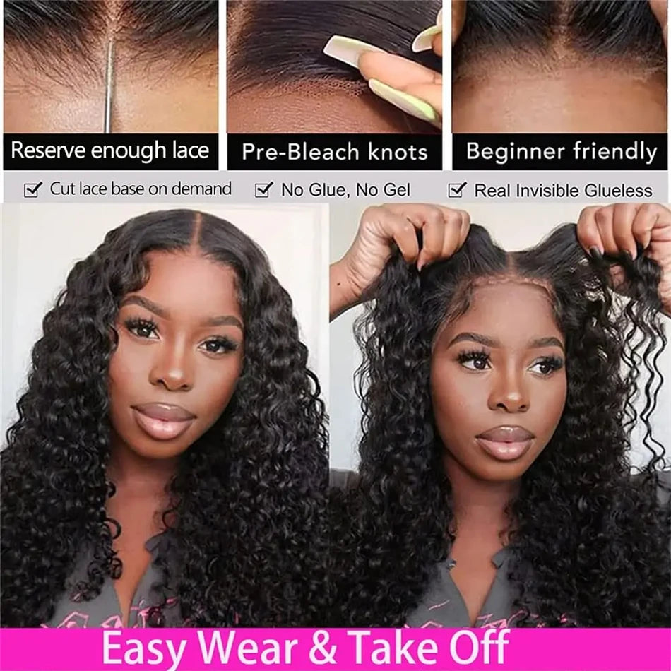 Brazilian Deep Wave - 5x5 , 4X4 HD Lace Pre-plucked Glueless Ready to Wear Human Hair Wig
