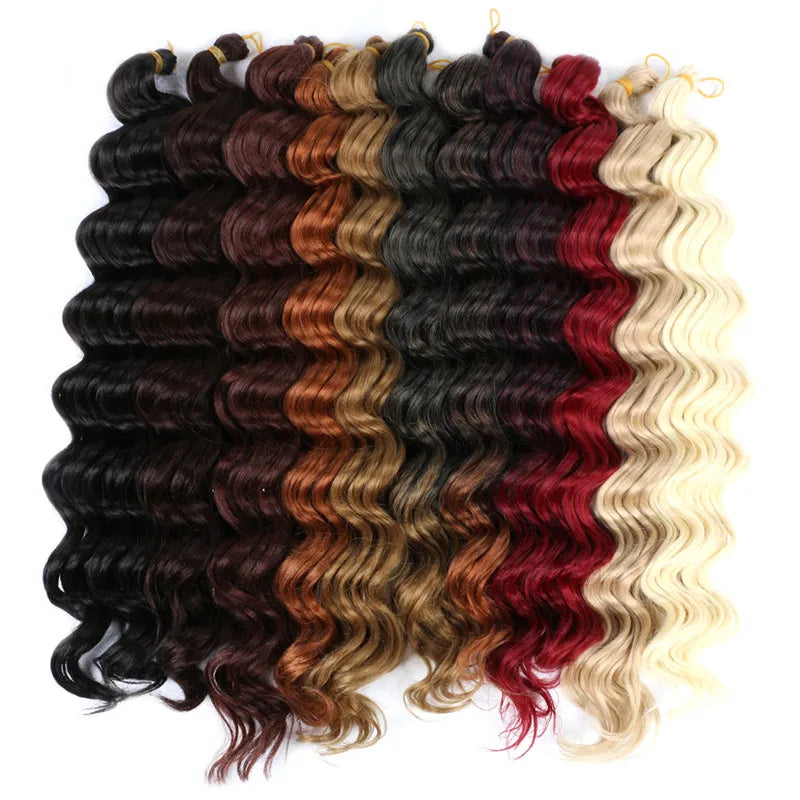Ombre Deep Water Wave Bulk Crochet Synthetic Hair - Various Colors Available