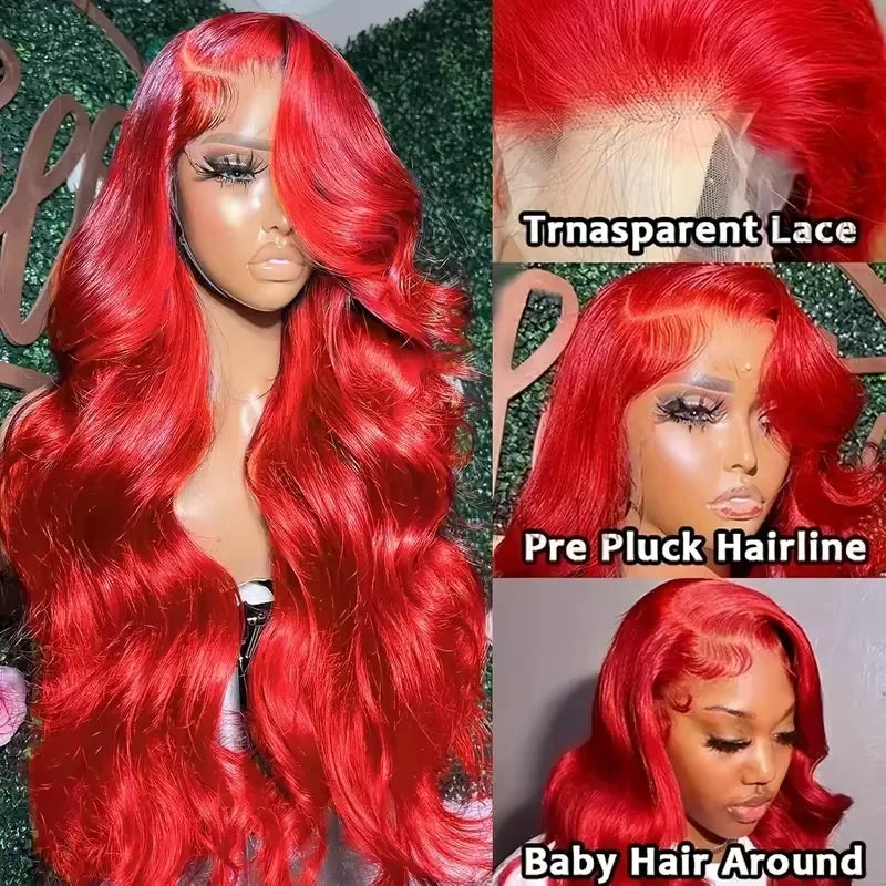 Brazilian Body Wave Hot Red - 4x4, 5x5 & 13x6 HD Lace Front Human Hair Wigs