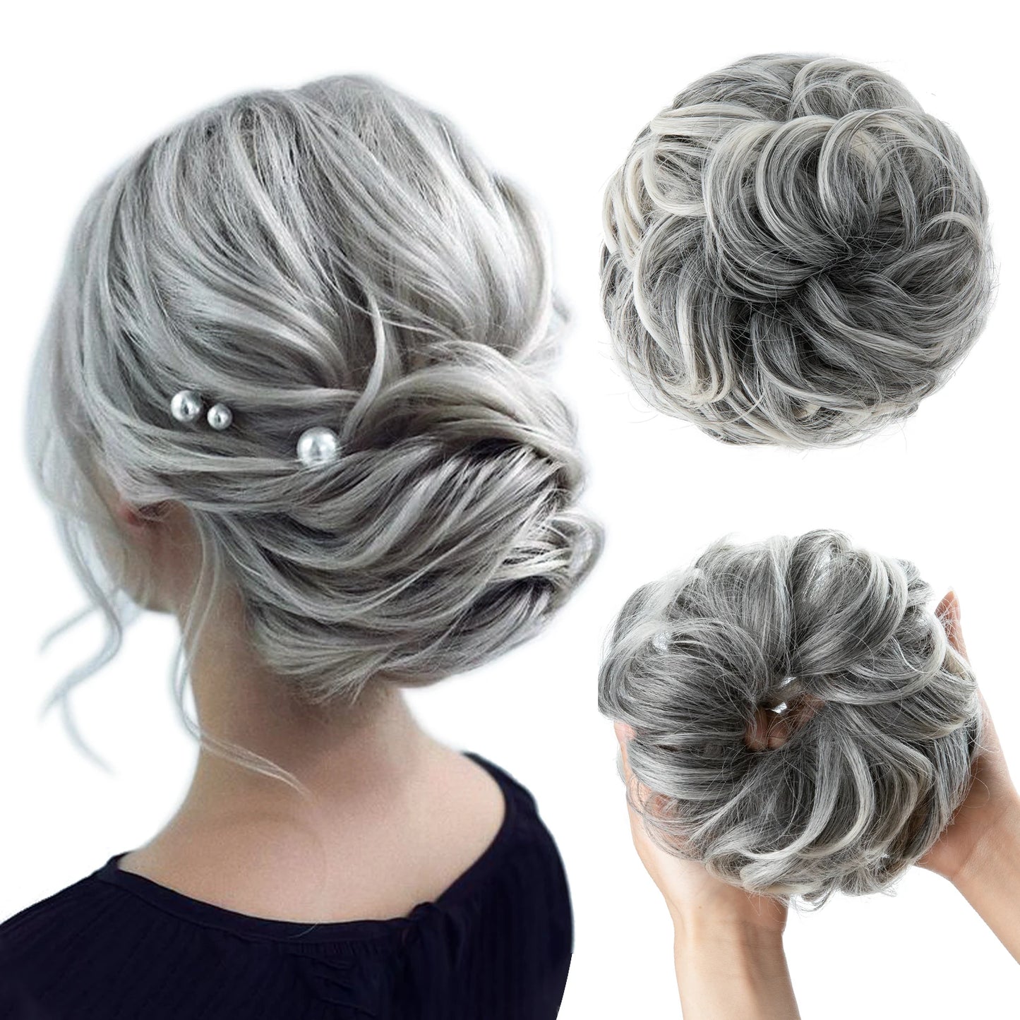 Synthetic Messy Curly Bun - Elastic Scrunchy Doughnut Updo Hair Pieces