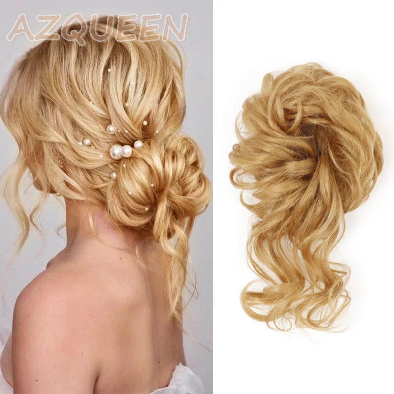 Synthetic Culrly Messy Ponytail Updo Bun with Elastic Band/Scrunchy