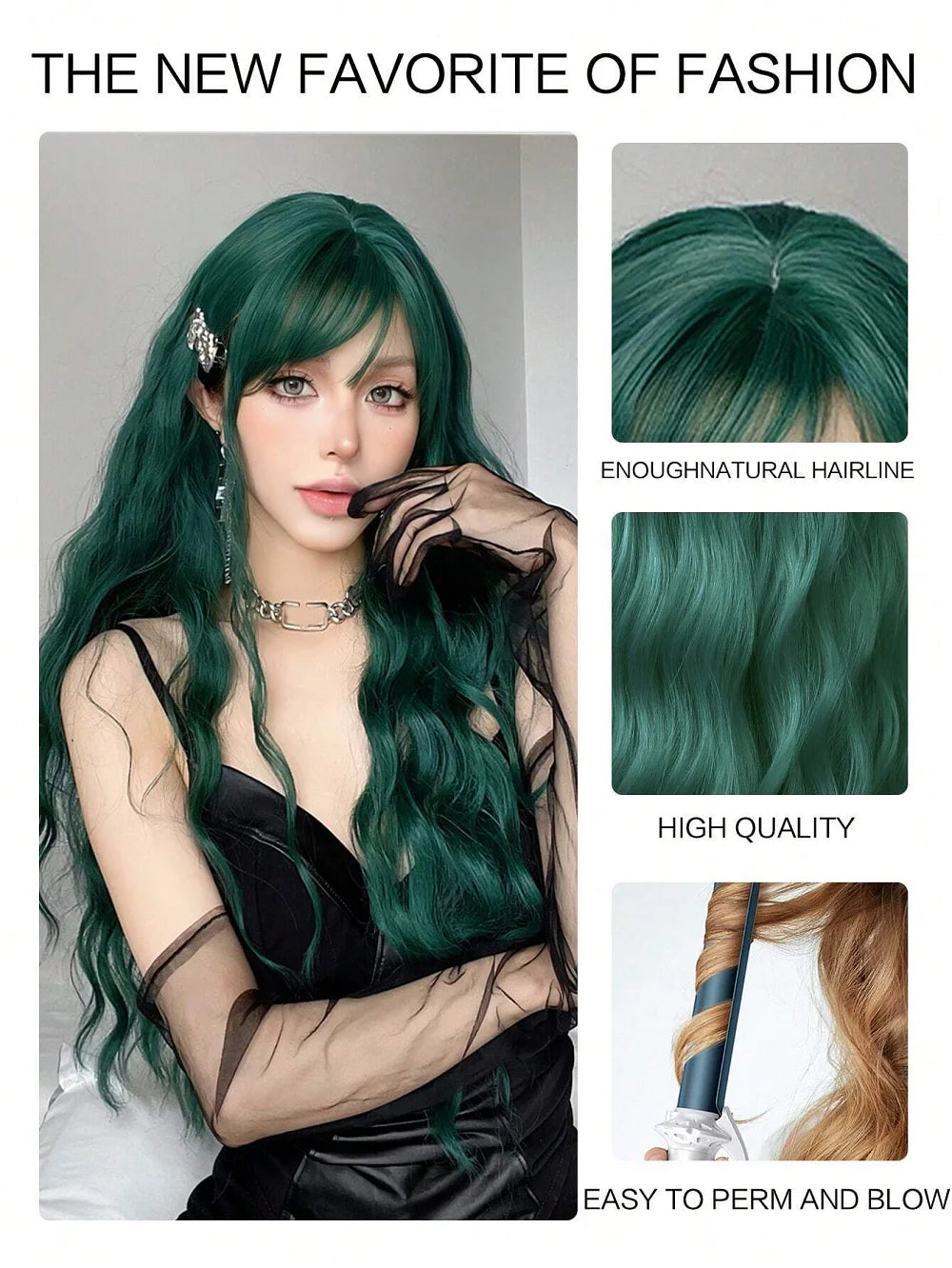 Long Curly Wavy Synthetic Wigs with Bangs