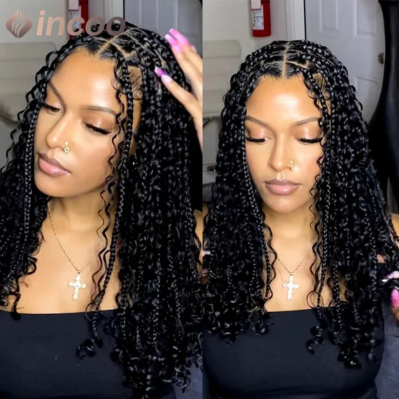 12" Short Bob Boho Goddess Braided Synthetic 360 Full Lace Front Synthetic Wig