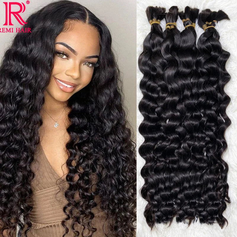 Loose Deep Wave Curly Indian Unprocessed No Weft Human Hair for Braiding