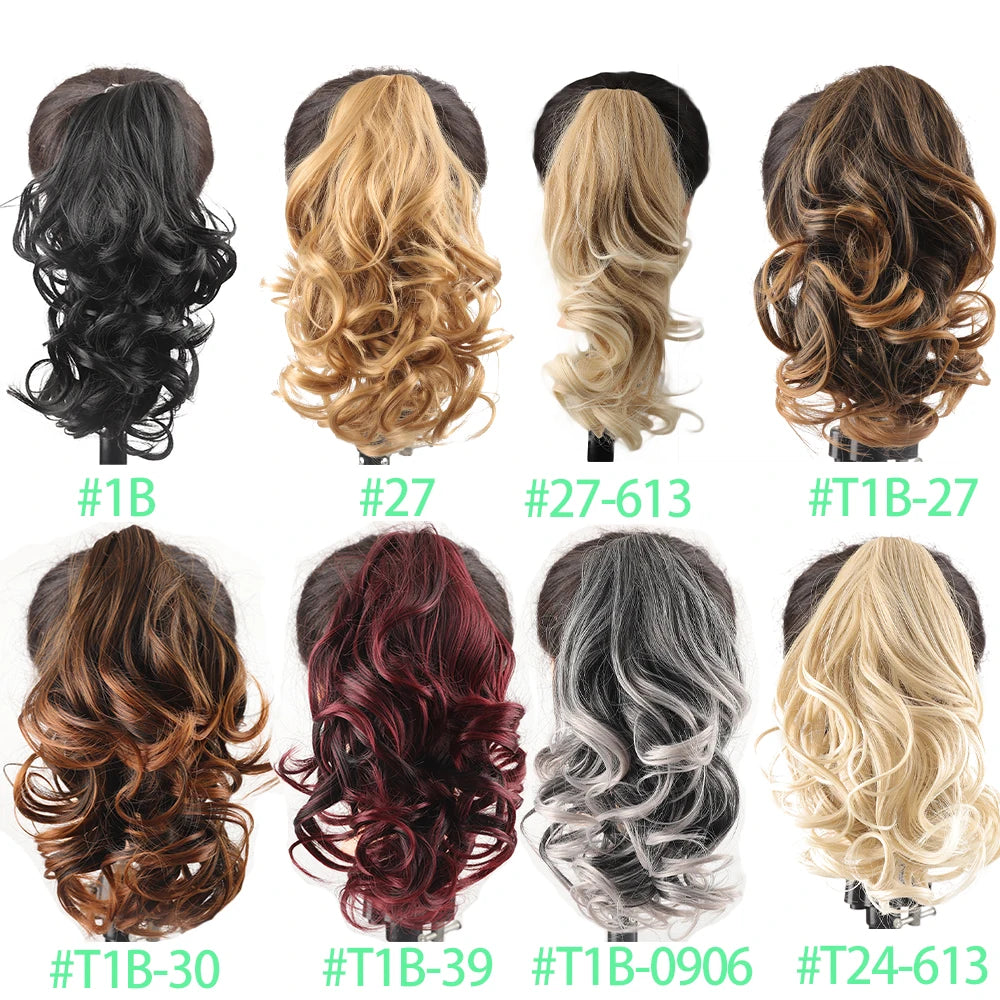 Synthetic Claw Clip In Short Curly Ponytails