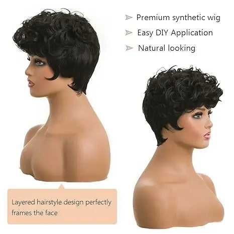 Short Curly Pixie - Synthetic Hair Wigs In Various Colors