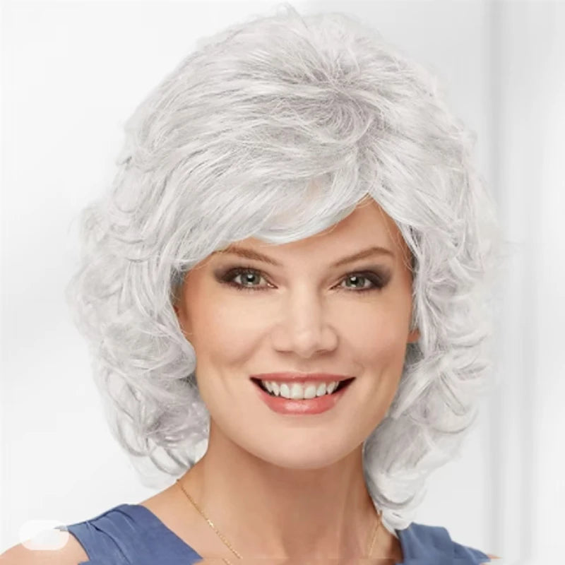 Synthetic Short Curly Wigs with Bangs - Various Colors Available