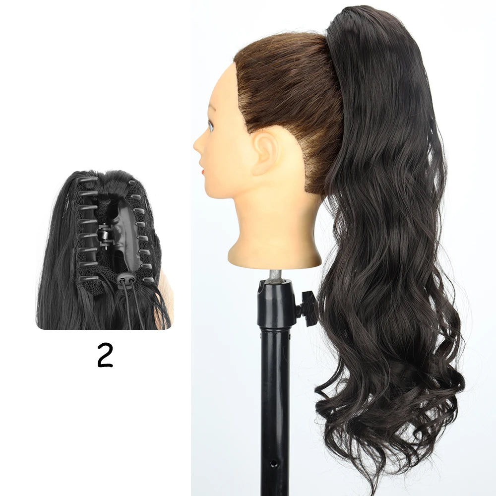 Synthetic 24" Long Wavy Claw Clip On Ponytail