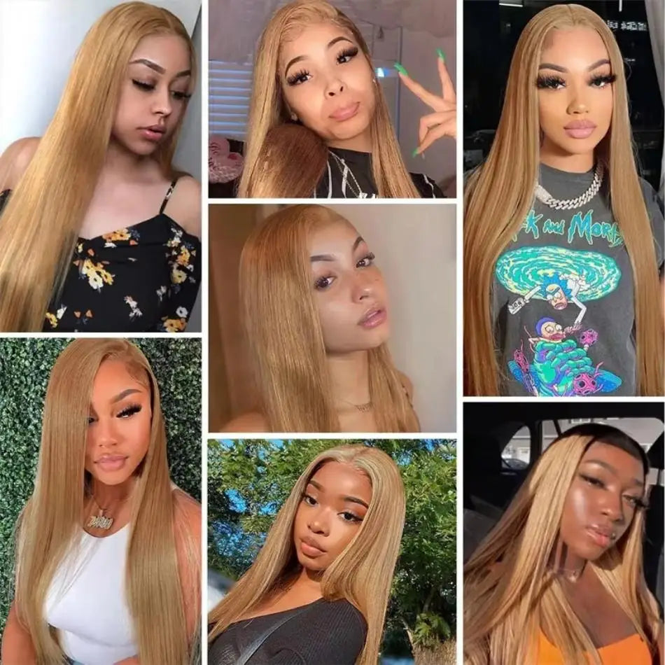 Honey Blonde Straight - Preplucked  Lace Frontal Wig