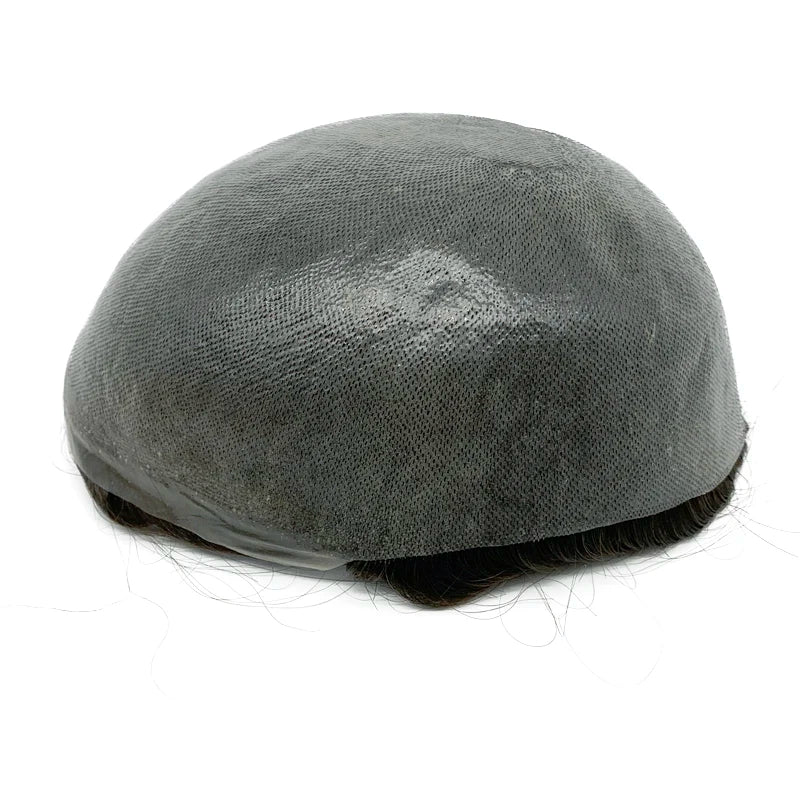 0.08mm Thickness PU Poly Base Double Knotted Toupee Human Hair - Capillary Prothesis
