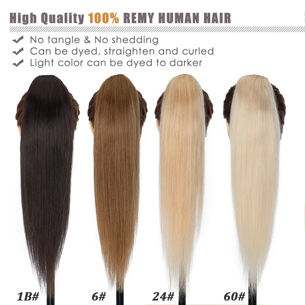 Straight Clip On 100% Human Hair Ponytails - Various Options Available