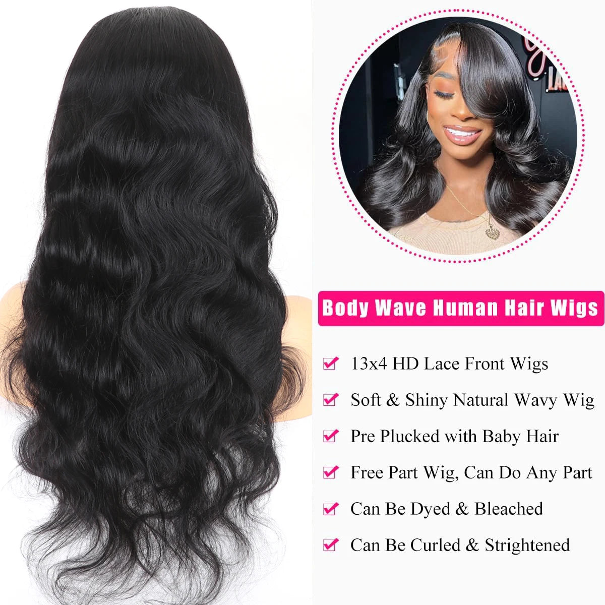 Body Wave Glueless Human Hair Pre Cut Lace Wig