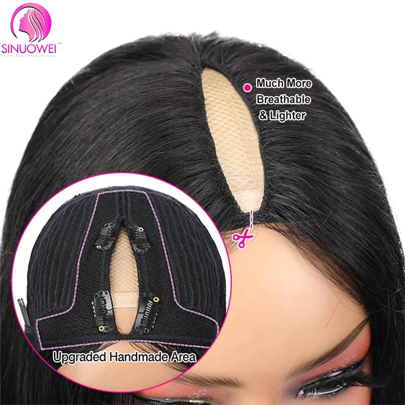 Straight Short U & V Part Bob Human Hair Wigs