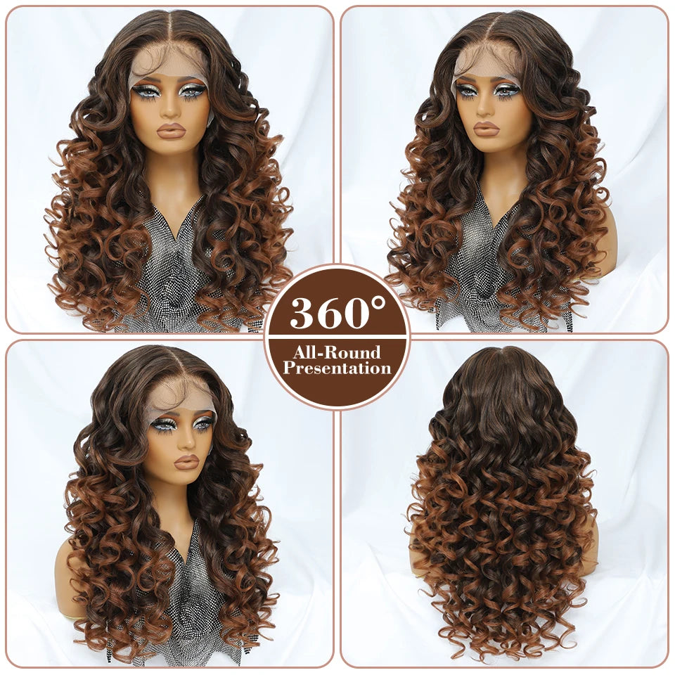 Curly Pre-Plucked Baby Hair Synthetic Lace Front Wigs - Various Colors Available