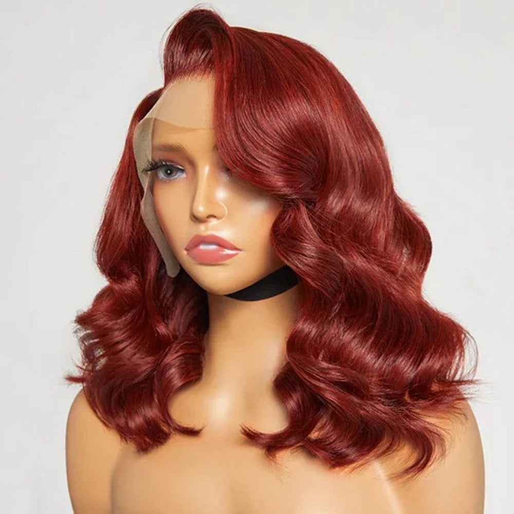 Short Body Wave Bob Lace Front Synthetic Wig With Side Part - Various Colors Available