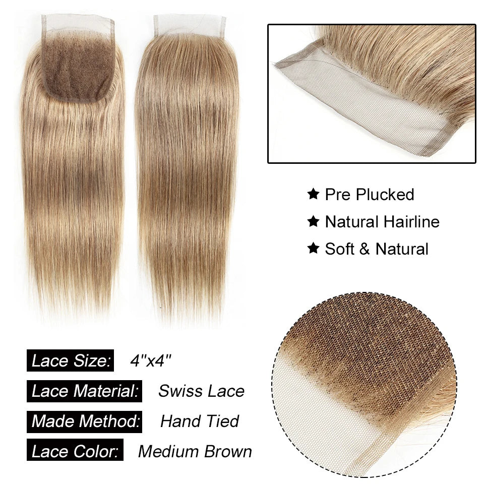 Straight Remy  Human Hair Transparent Lace & Closure - Various Options Available