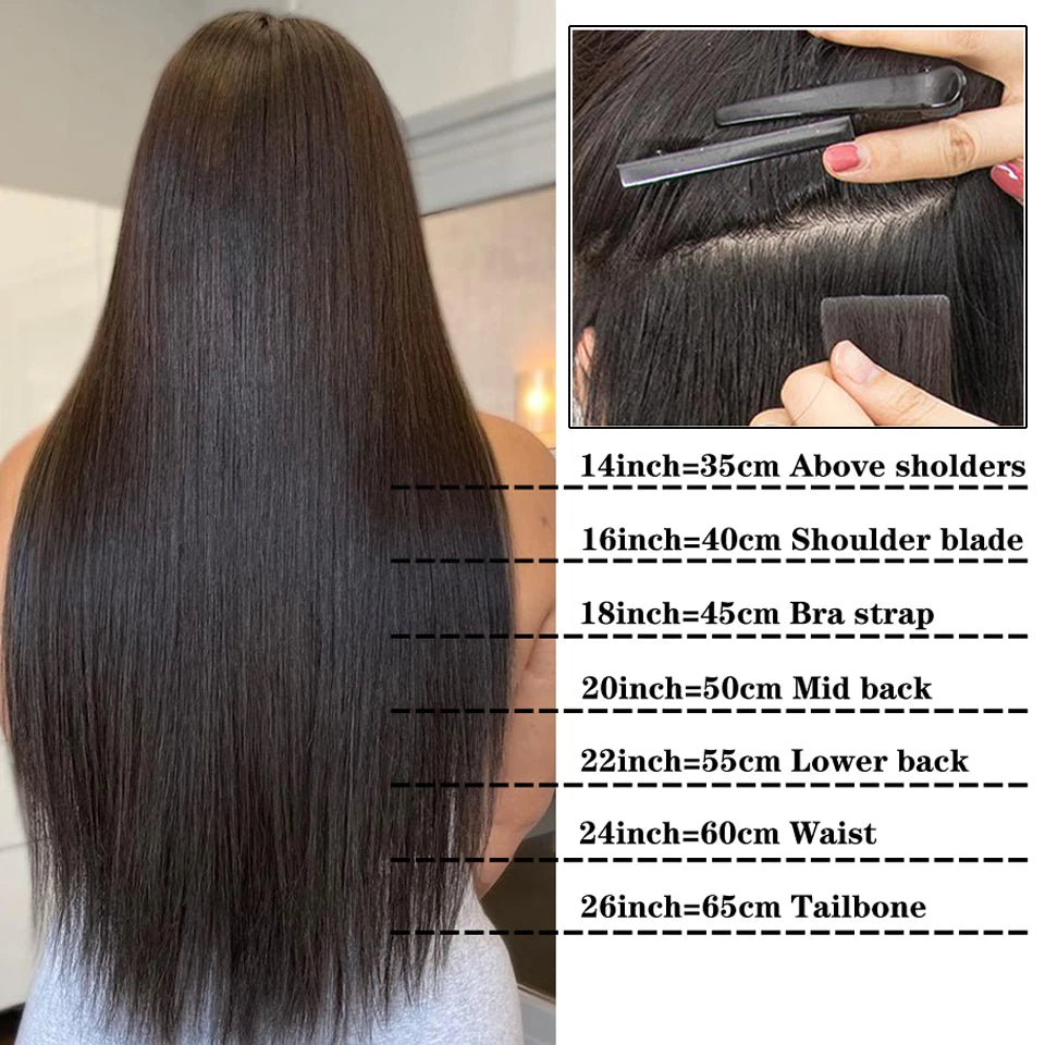 Straight Remy Human Hair Tape - In Extensions In Various Colors