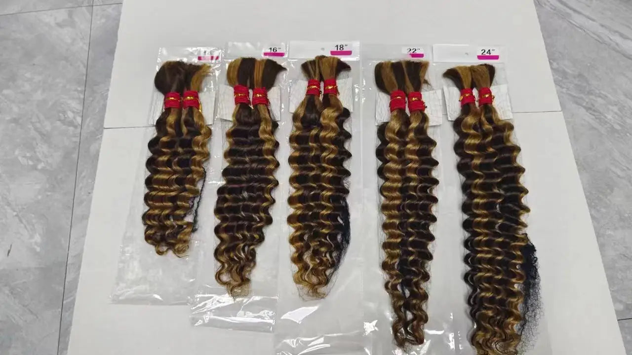 Deep Wave Highlight Ombre Human Hair For Braiding