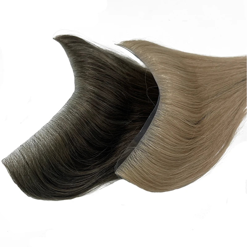 V Frontal Men Toupee Thin Skin PU 2.5x16 V Loop Human Hair Invisible Forehead Hairline