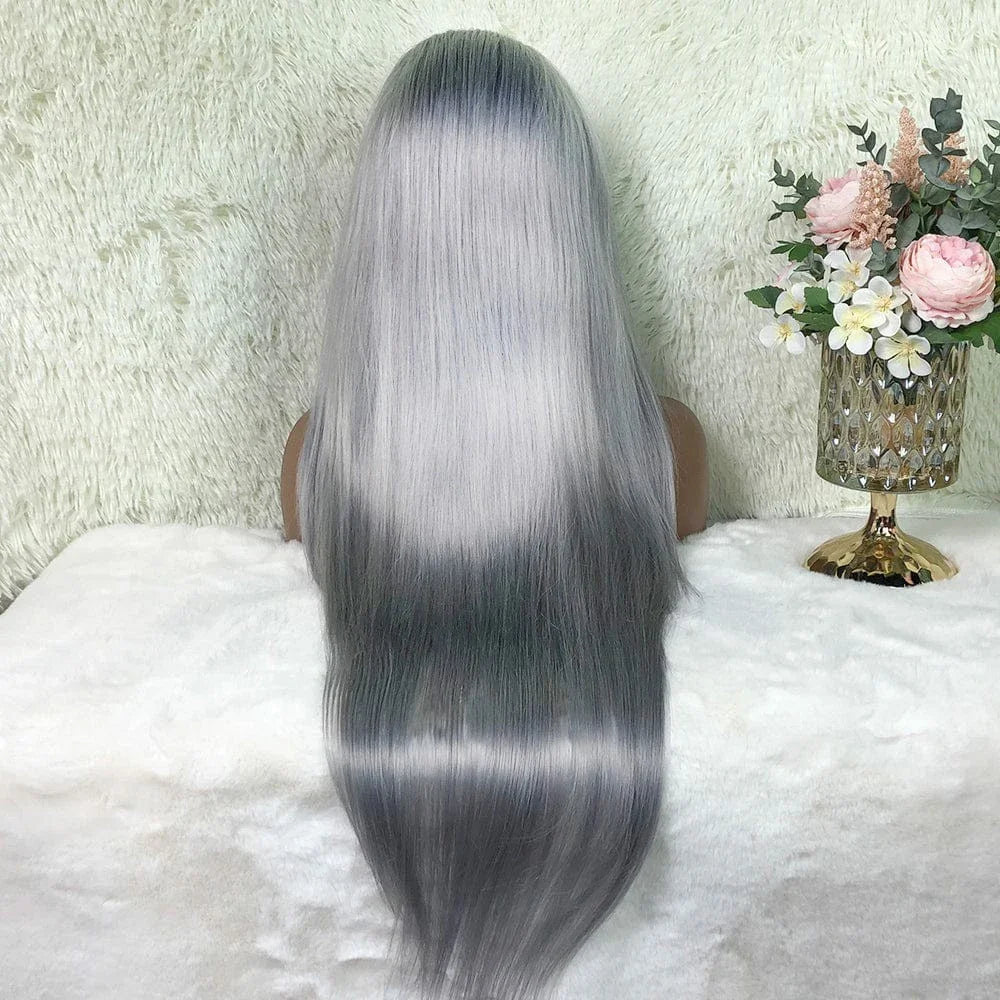 Raw Vietnamese Straight Silver Grey - HD Transparent Lace Frontal Human Hair Wig