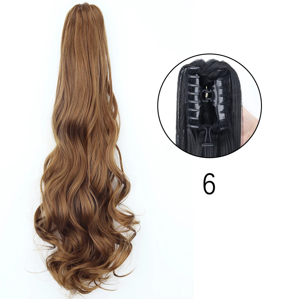 Synthetic Long Straight Claw Clip On 24Inch Ponytail