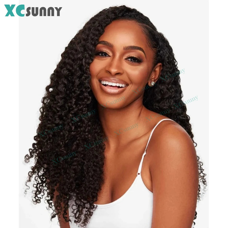 Kinky Curly Human Hair PU Seamless Clip Ins