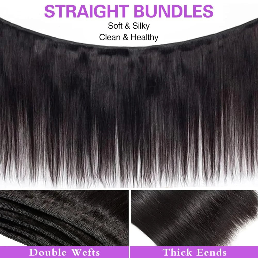 Straight Brazilian Weave Raw Human Hair Bundles