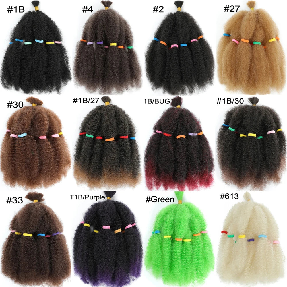 Afro Kinky Curly Marley Synthetic 12inch Hair - Various Colors Available