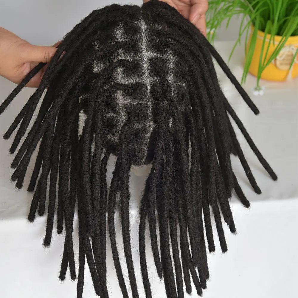 Full French Lace Base Afro Dreadlock 12Inch Toupee Human Hair System Hair Prosthesis