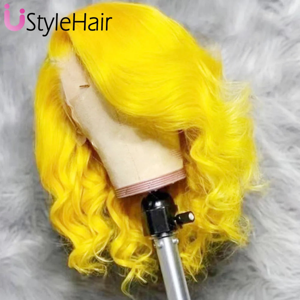 Short Body Wave Bob Lace Front Synthetic Wig With Side Part - Various Colors Available