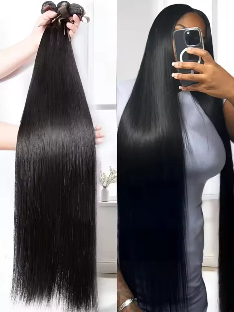 30 40 Inch Bone Straight 100% Bundles Deal Brazilian Virgin Human Hair
