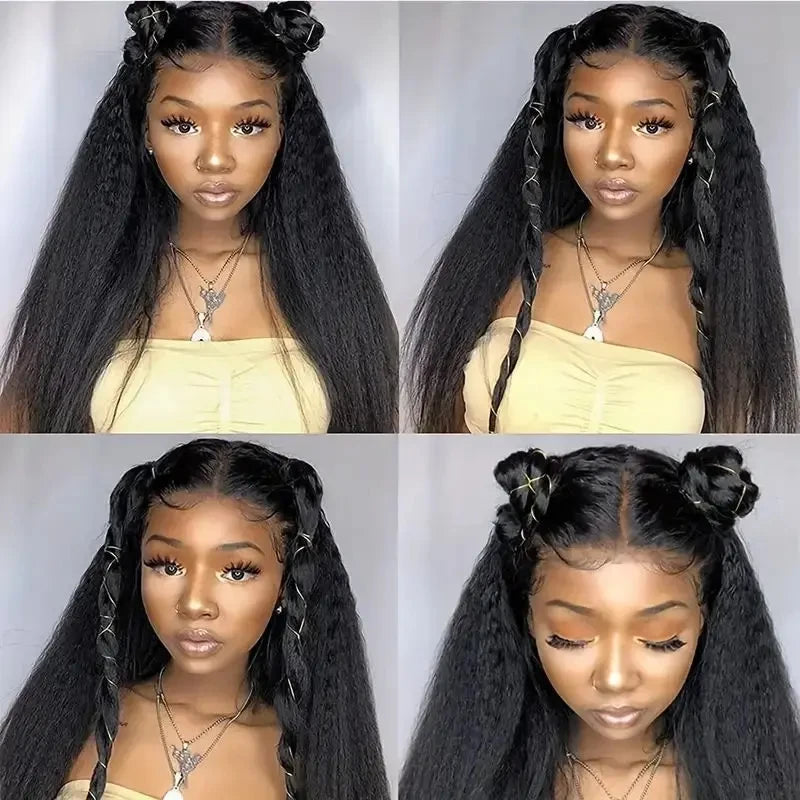 Kinky Yaki Straight - Pre Plucked HD Lace Front Human Hair Wig