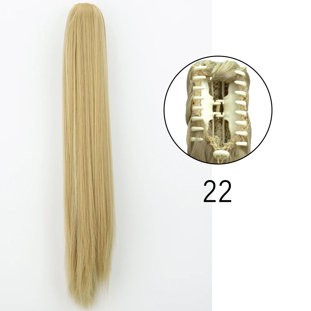 Synthetic Long Straight Claw Clip On 24Inch Ponytail