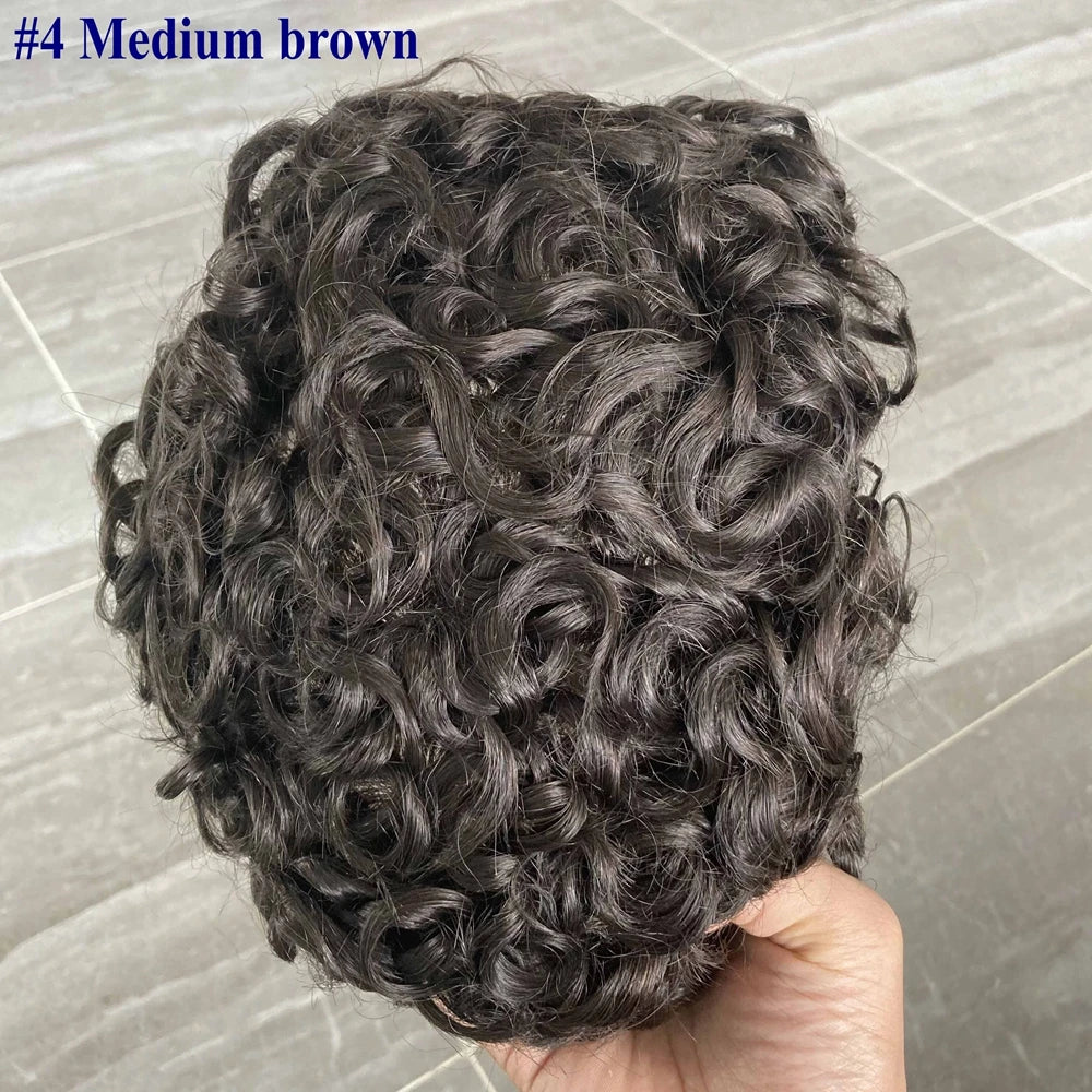 Full Skin Base 20mm Curly Human Hair- Durable Prosthesis System With Natural Frontline - Various Colors Available