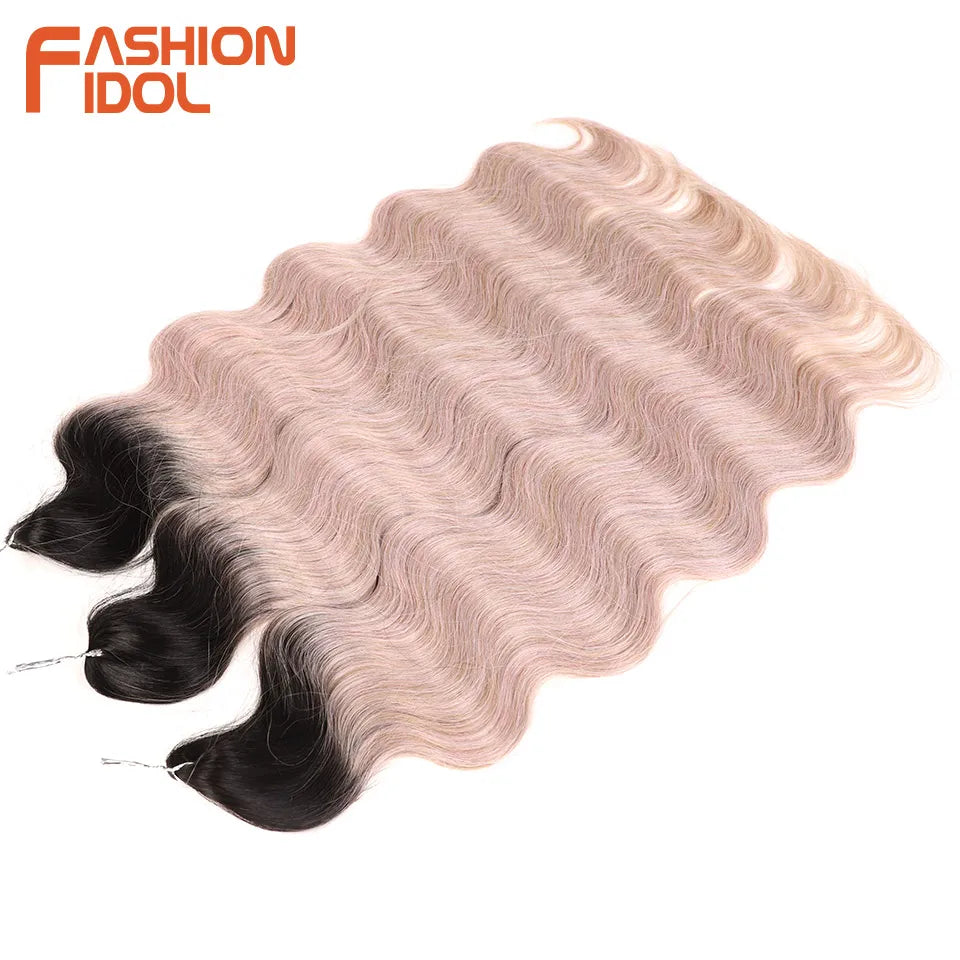 Ombre Body Wave Crochet Hair 24 Inch Long Synthetic Hair - Various Colors Available