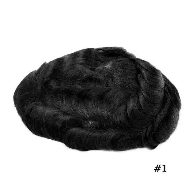 Straight or Wave Mono PU Men's 6inch Natural Human Hair Prosthesis Toupee/Hair Systems - Various Options Available