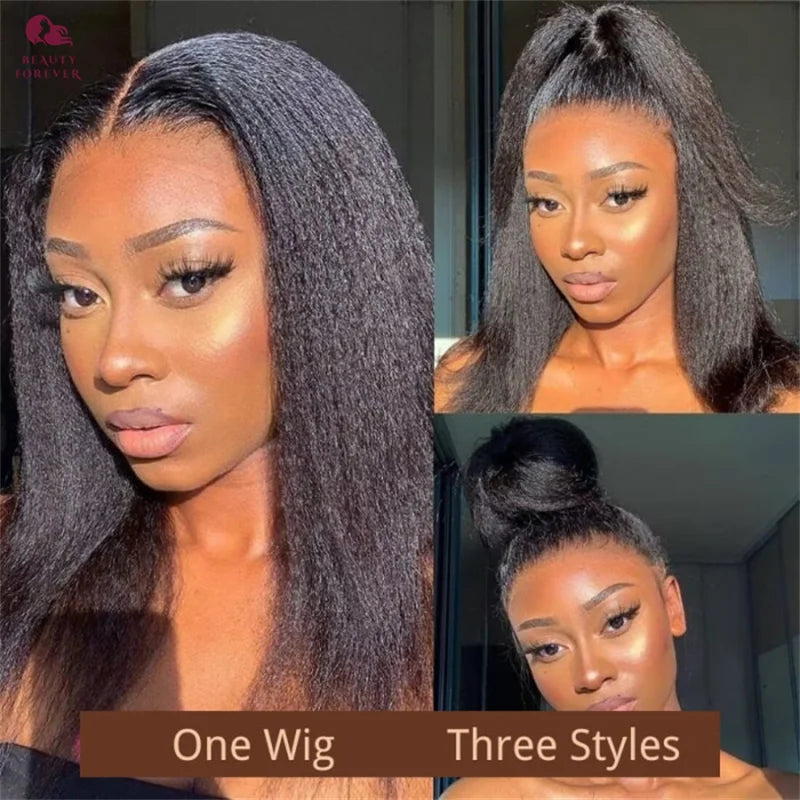 Yaki Straight - Elastic Drawstring Glueless Human Hair 7x5 Bye Bye Knots Wear and Go Wig