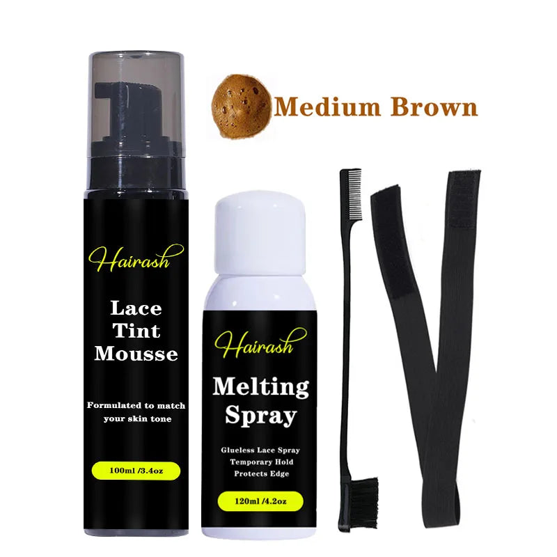 Wig Installation Kit Set includes : Melting Spray, Lace Tint Mousse, Wig Glue Waterproof  & Glue Remover