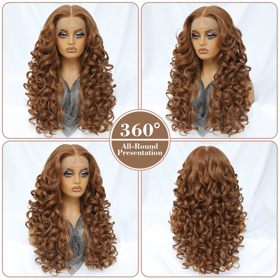 Curly Pre-Plucked Baby Hair Synthetic Lace Front Wigs - Various Colors Available
