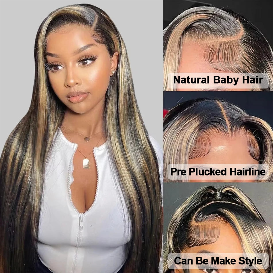 1B/27 Straight Highlight 13x4 HD Lace Frontal Human Hair Wig
