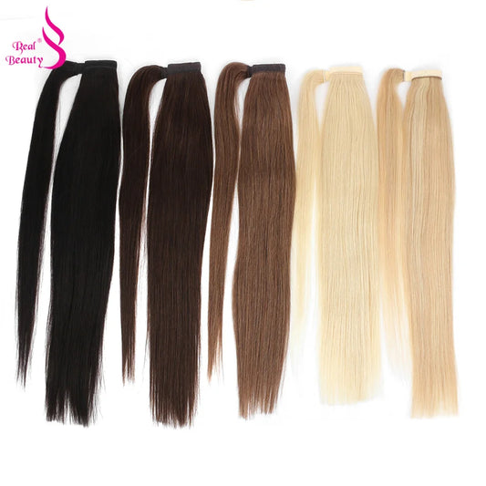 Straight Human Hair Wrap Around Ponytails
