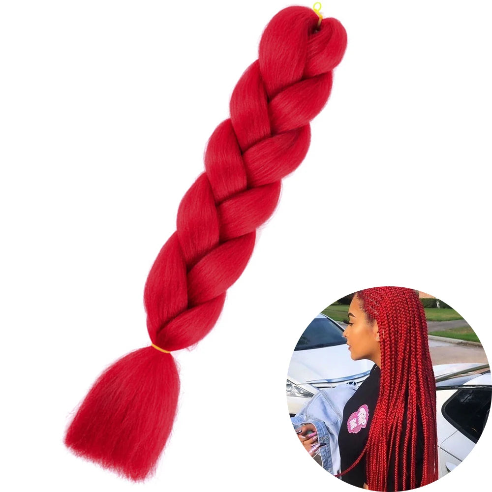 24" Synthetic Yaki Jumbo Braiding Hair - Various Colors Available